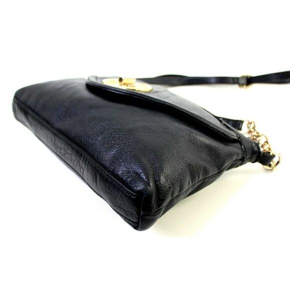 EMMA FOX BLACK GENUINE LEATHER CHAIN STRAP CLUTCH X-BODY SHOULDER BAG HANDBAG - Picture 8 of 12